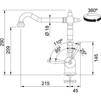 Franke Particolare Old England klasyczna bateria kuchenna brąz 115.0028.205