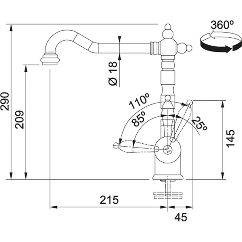 Franke Particolare Old England klasyczna bateria kuchenna brąz 115.0028.205