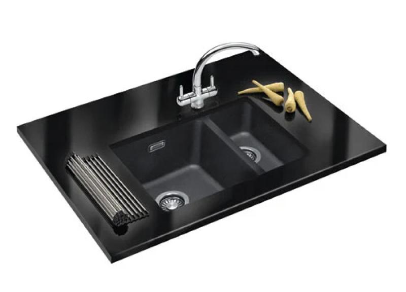 Franke Sirius 2 S2D 160 półtorakowy 1,5 plastikowy czarny zlew 53,5x41cm podbudowa 125.0252.215
