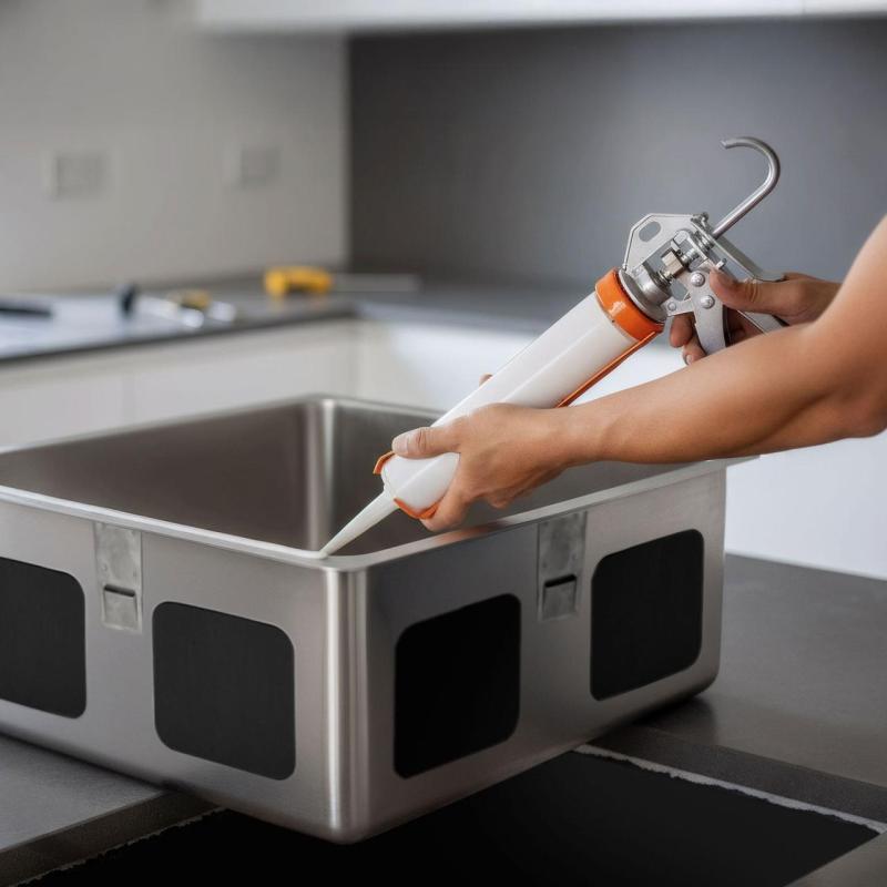 Kwasoodporny silikonowy klej do montażu podwieszanych zlewów ze stali nierdzewnej