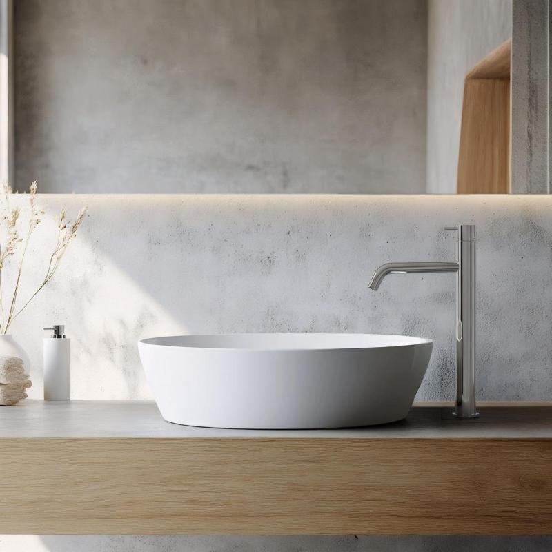 Waterevolution Flow bateria umywalkowa z wysokim wylewką do umywalek, w zestawie z zatyczką chrom T11501