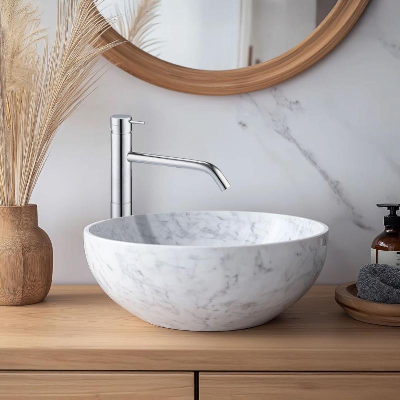 Waterevolution Flow bateria umywalkowa z wysokim wylewką do umywalek, w zestawie z zatyczką chrom T11501