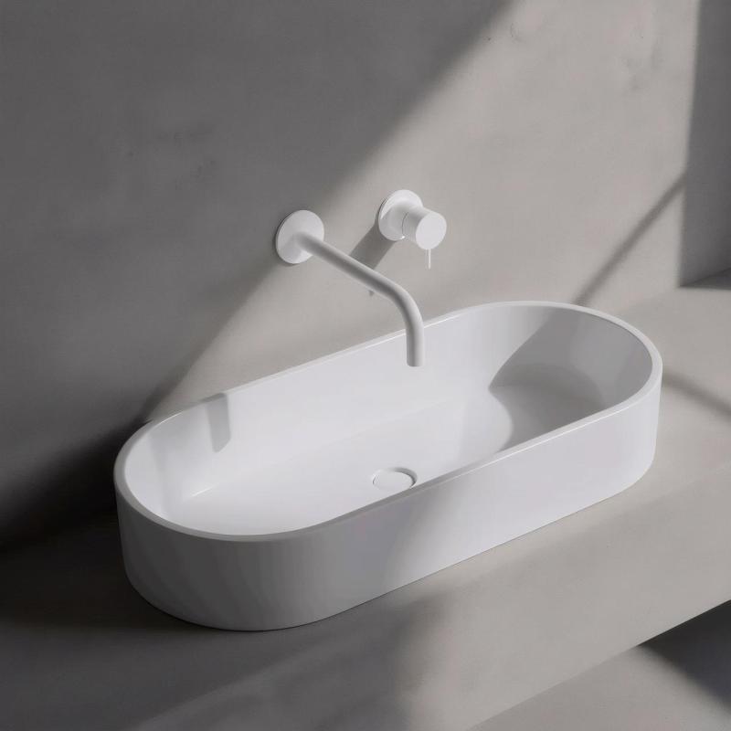 Waterevolution Flow bateria umywalkowa podtynkowa matowa biała z wylewką 25 cm T116BBR-25