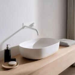 Waterevolution Flow podtynkowa bateria umywalkowa z rozetą, matowa biała z wylewką 25 cm T1161BBR-25