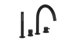 Waterevolution Flow 4-otworowa bateria wannowa do montażu na krawędzi wanny, czarna T138PR
