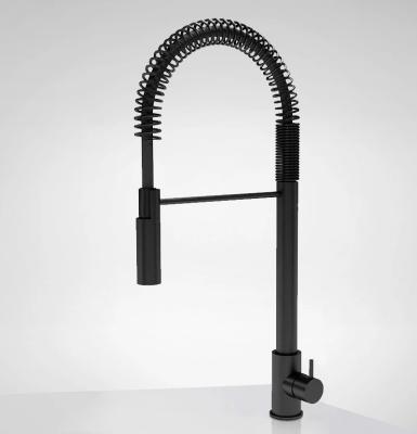 Waterevolution Flow półprofesjonalna bateria kuchenna, matowa czerń, z kolumną i sprężyną T157PR