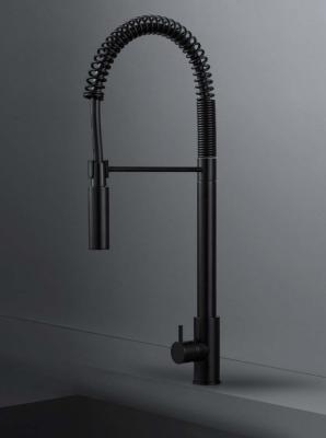 Waterevolution Flow półprofesjonalna bateria kuchenna, matowa czerń, z kolumną i sprężyną T157PR