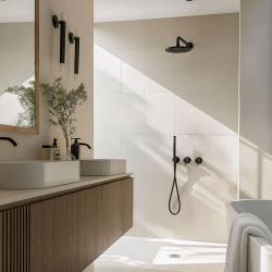 Zestaw do wbudowanej prysznice Waterevolution Flow w matowym czarnym kolorze z termostatem, prysznicem deszczowym i prysznicem ręcznym 1208846402