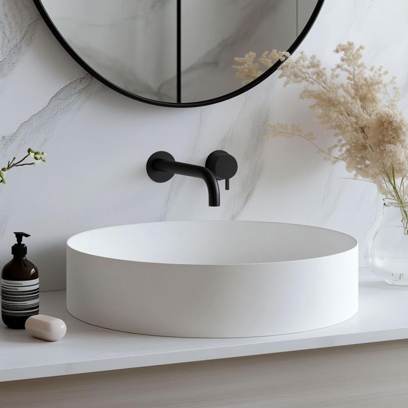 Waterevolution Flow bateria umywalkowa podtynkowa matowa czarna z wylewką 15 cm T116BPR-15