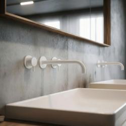 Waterevolution Flow 3-hole Built-in Washbasin Faucet Matte White with spout 21 cm T1163FBR-21