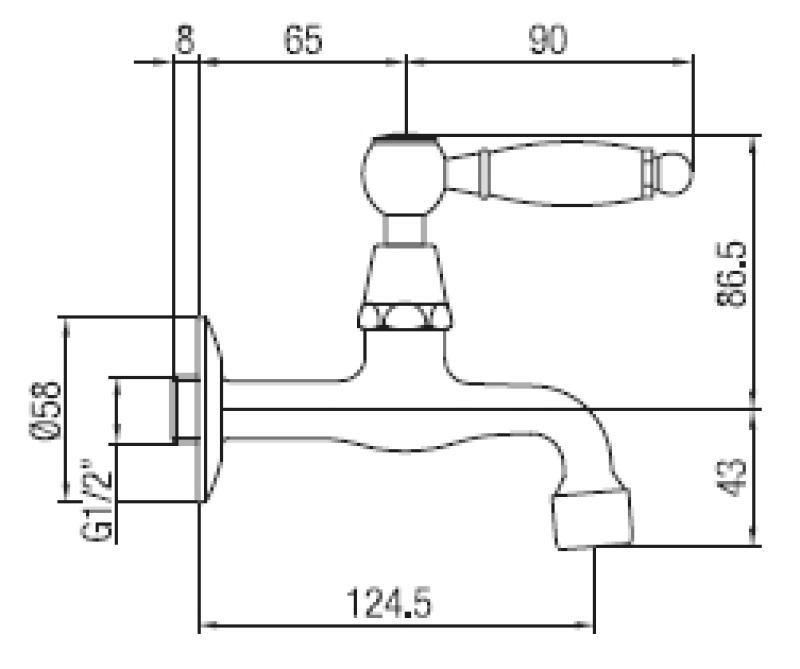 PB klasyczny ścienny kran fontannowy z białą rączką do zimnej wody chrom 1208853472