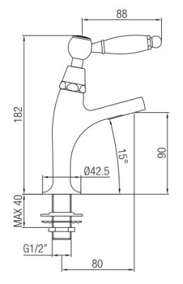 PB klasyczna bateria umywalkowa z białą rączką, zimna woda, mały model, chrom 1208854162