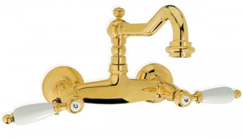 PB klasyczna bateria ścienna z białymi uchwytami Chrom 1208854172