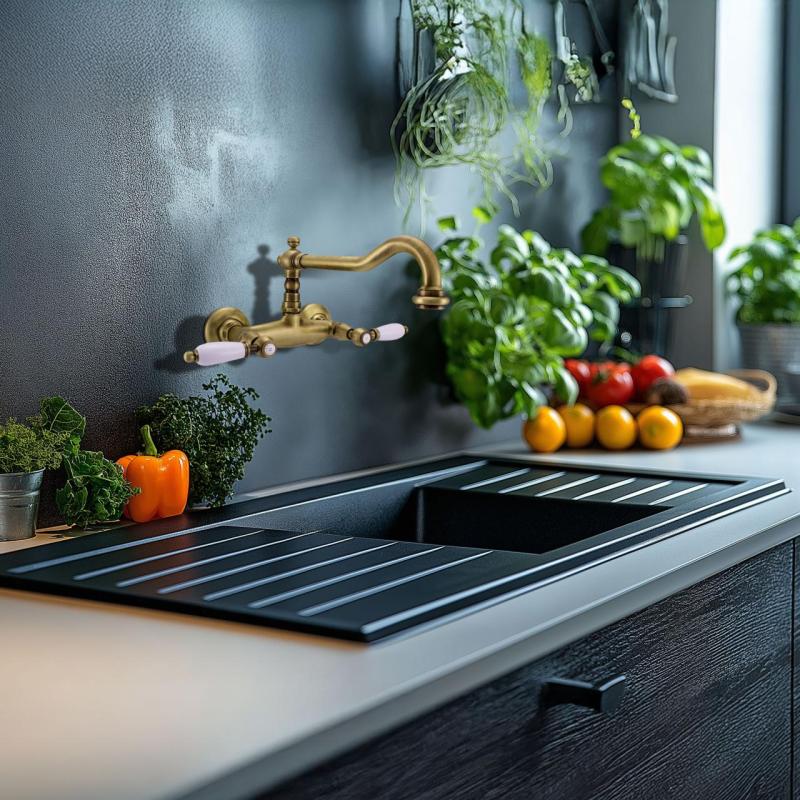 PB klasyczna bateria ścienna Bateria ścienna z białymi uchwytami Brąz 1208854182