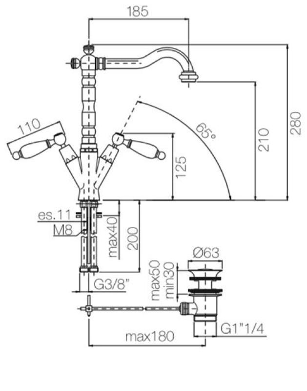 PB klasyczna bateria umywalkowa Białe uchwyty, wylewka 18,5 cm, Brąz 1208854302
