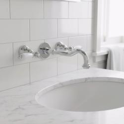 PB klasyczna bateria ścienna z białymi uchwytami, wylewka 20 cm, Chrom 1208854352