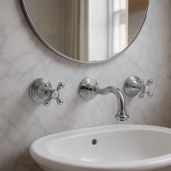 PB klasyczna wbudowana bateria ścienna z pokrętłami gwiaździstymi, wylewka 20 cm, chrom 1208855072