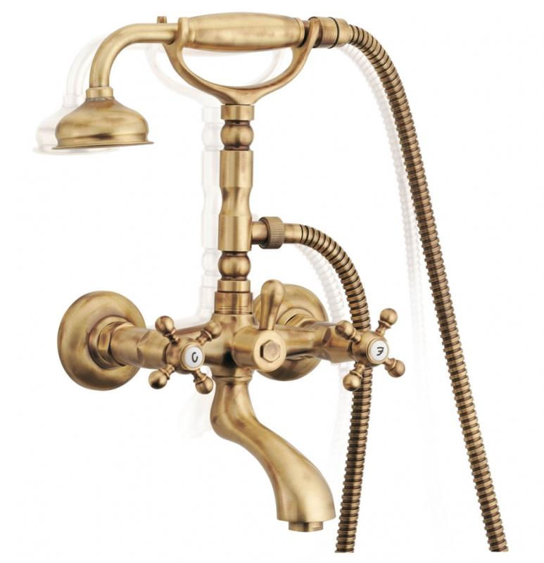 PB klasyczny zestaw baterii wannowej z pokrętłami chromowanymi, w zestawie z ręczną słuchawką prysznicową 1208855152