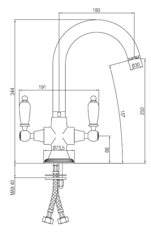 PB klasyczna bateria kuchenna z białymi uchwytami, stal nierdzewna 1208910902