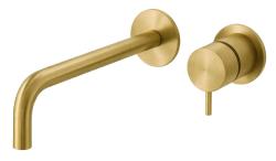 Waterevolution Flow bateria umywalkowa podtynkowa z szczotkowanego mosiądzu z wylewką 21 cm T116BLE-21