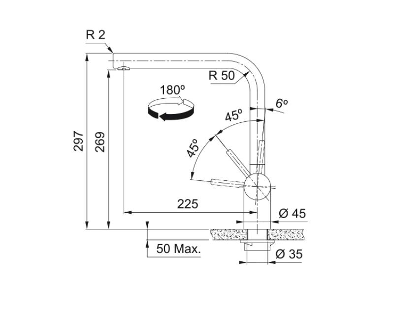 Franke Atlas Neo kran kuchenny z obrotową wylewką, szczotkowany matowy czarny 115.0550.424