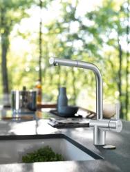 Franke RVS szczotkowana bateria kuchenna Atlas Neo z wyciąganą wylewką inox 115.0521.438