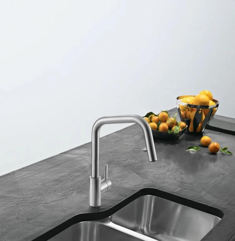 Franke keukenmengkraan Kubus met uittrekbare handdouche roestvrij staal 115.0529.207