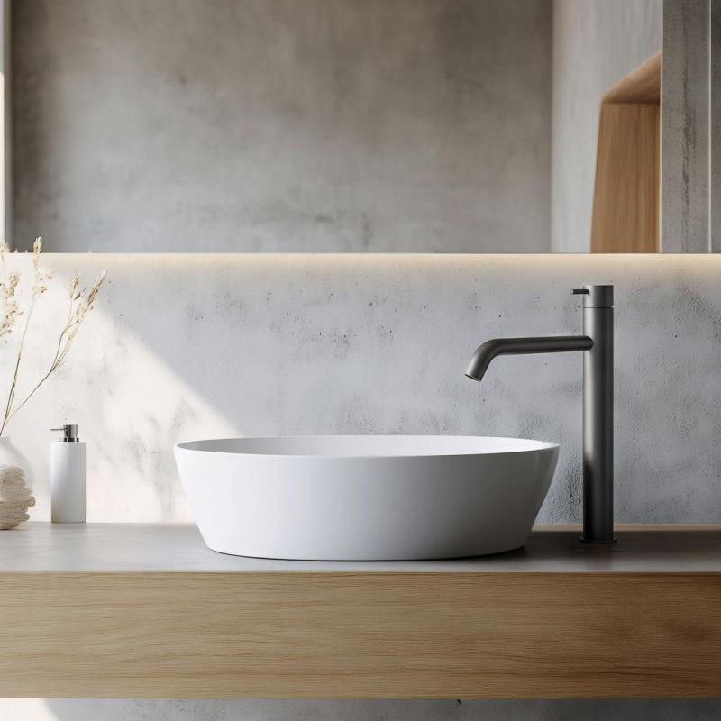 Waterevolution Flow bateria umywalkowa do umywalek nablatowych PVD gun metal T115GME