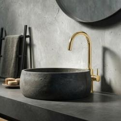 Waterevolution Flow wysoka bateria umywalkowa model PVD szczotkowane jasne złoto T1121FUWGE