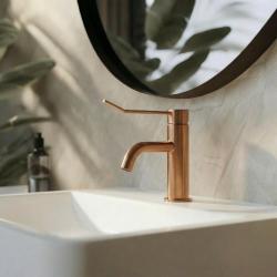 Waterevolution Flow bateria umywalkowa z korkiem klik-klak PVD szczotkowana miedź T111CPE