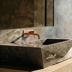 Waterevolution Flow wbudowana bateria umywalkowa z płytką maskującą PVD Szczotkowana Miedź z wylewką 15cm T1161CPE-15