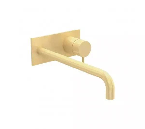 Waterevolution Flow podtynkowa bateria umywalkowa z rozetą PVD Light Gold z wylewką 21 cm T1161WGE-21