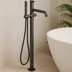 Waterevolution Flow wolnostojąca bateria wannowa z rączką prysznicową gun metal T133GME