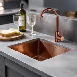 Lorreine 40SP Copper Luxe RVS zlew miedziany kolor PVD Copper 40x40 podwieszany, wpuszczany i nakładany 1208952365