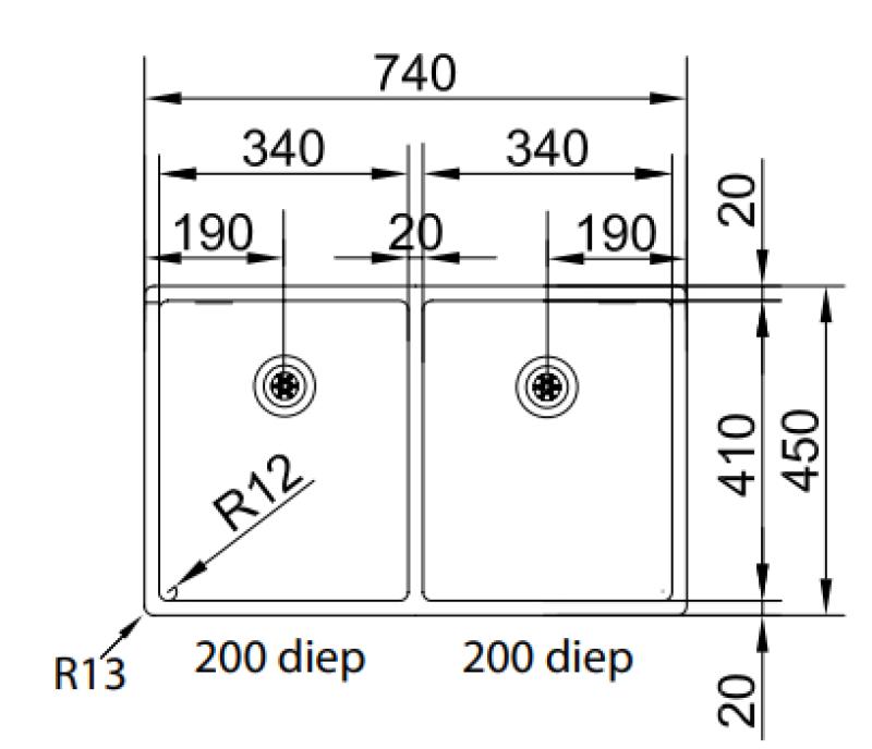 Franke Bolero plus R12 BXX 220 Podwójny zlewozmywak ze stali nierdzewnej do montażu na równi z blatem 74x45cm 127.0455.332