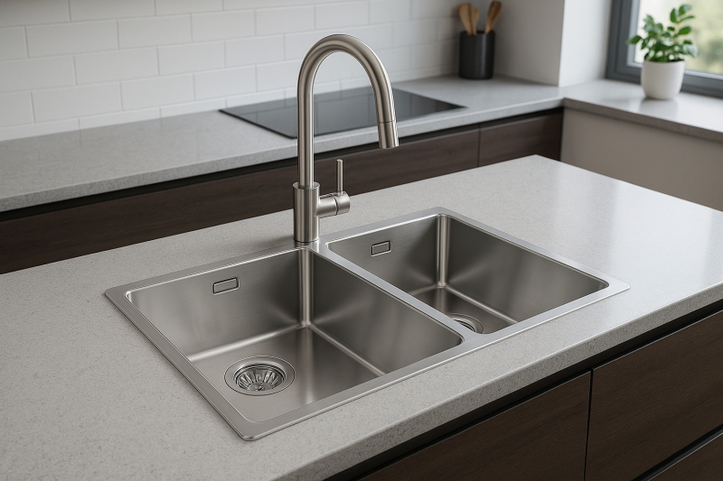 Franke Maris Podwójny zlew ze stali nierdzewnej MRX 220 do montażu na równi z blatem 1270568051
