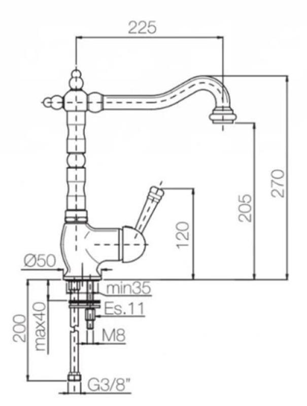 PB nostalgiczna jednouchwytowa bateria kuchenna montowana na blacie biała rączka RVS 1208952878