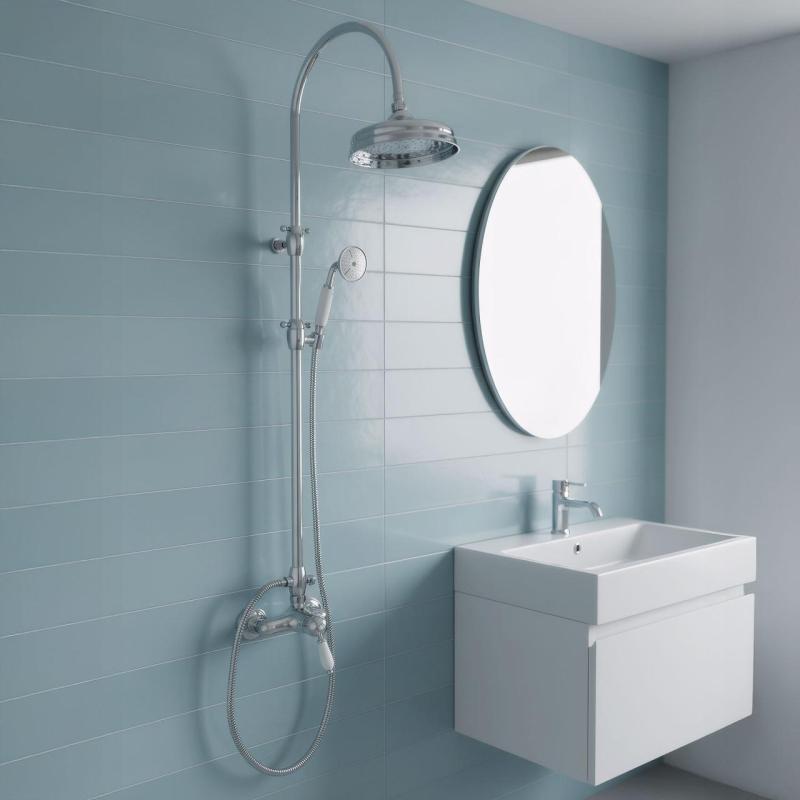 PB Nostalgiczny zestaw mieszacza prysznicowego z deszczownicą chromowaną