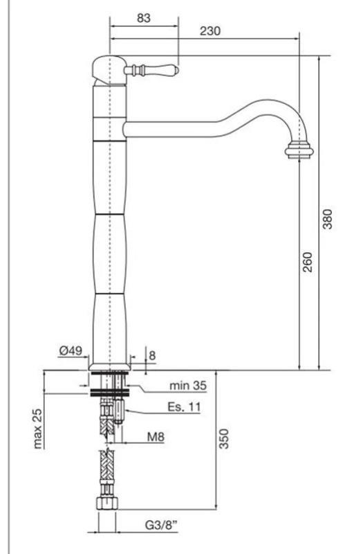 PB Classic Nostalgiczny kran kuchenny z filarem Chrom 1208952920