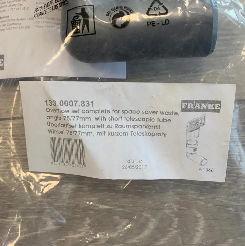 Franke Uniwersalny Zestaw Przelewowy Kątowy 75/77 133.0036.499