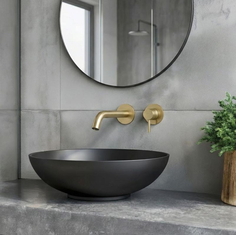 SB Round podtynkowa bateria umywalkowa szczotkowany mosiądz PVD 162mm