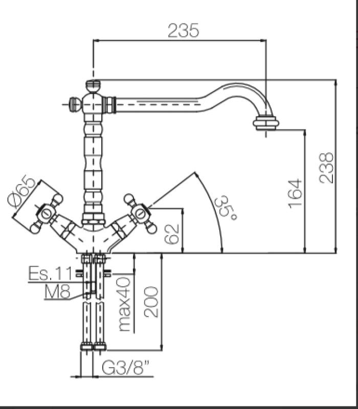Nostalgiczny kran kuchenny V1910 Mosiądz Naturalny kran przebarwiony postarzany 1208953525