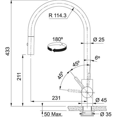 Franke Keukenmengkraan Eos Neo met uittrekbare sproeikop PVD Gun Metal 115.0628.256