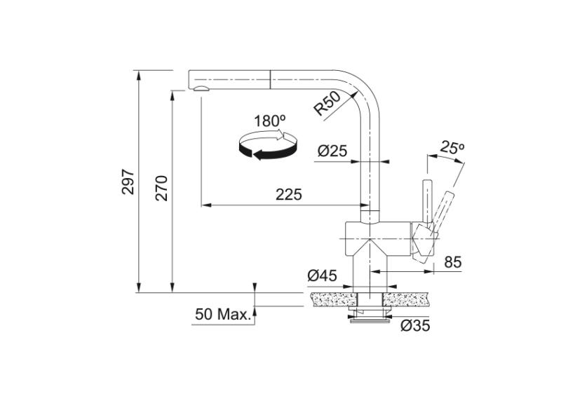 Franke szczotkowana czarna bateria kuchenna Atlas Neo z sensorem i wyciąganą wylewką 115.0625.527