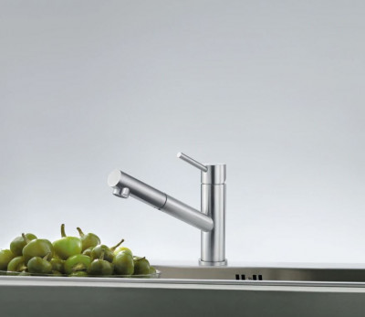 Franke Orbit masywny kran kuchenny ze stali nierdzewnej z wyciąganą wylewką inox 115.0569.461