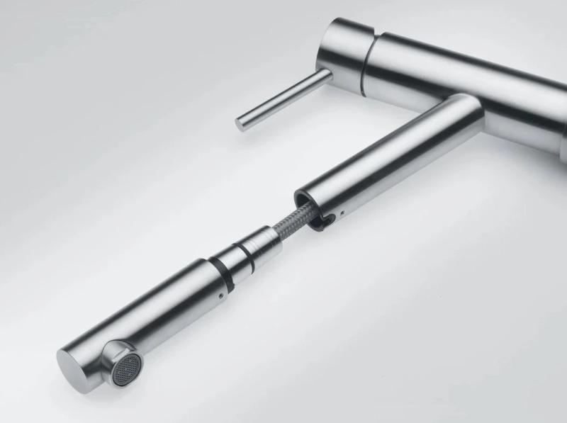 Franke Orbit masywny kran kuchenny ze stali nierdzewnej z wyciąganą wylewką inox 115.0569.461