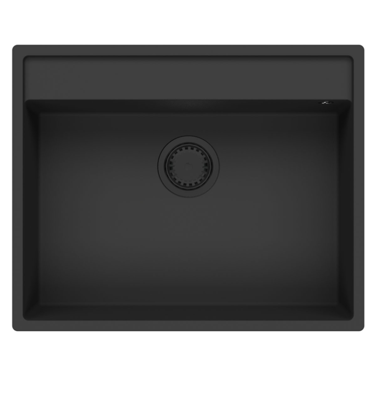 GraniteMy Bremen granitowy zlew 64x52 cm czarny, montażowy, podmontażowy i płaski z otworem na kran 1208953874