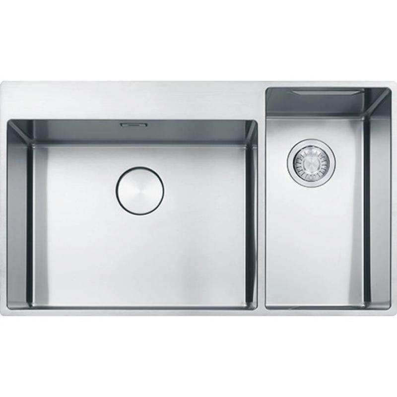 Franke Box Center BWX220-54-27 zlewozmywak ze stali nierdzewnej lewy z deską do krojenia, zestawem noży i koszem drucianym 86x51cm 127.0587.643