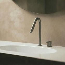 Waterevolution Flow 2-otworowa bateria umywalkowa PVD Gun Metal z małym V 120 mm wylewką T1121VGME