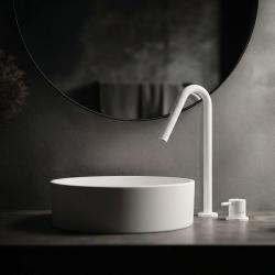 Waterevolution Flow 2-otworowa bateria umywalkowa biała z wysoką wylewką V 120mm, model T1122VBR